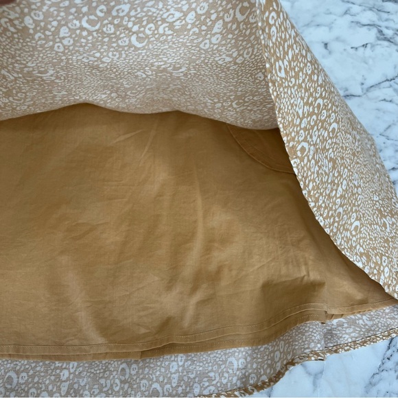 Gap Halter-Neck Mini Dress Linen Cotton Blend Tan Cheetah Print Y2K Size 14 - Picture 10 of 10